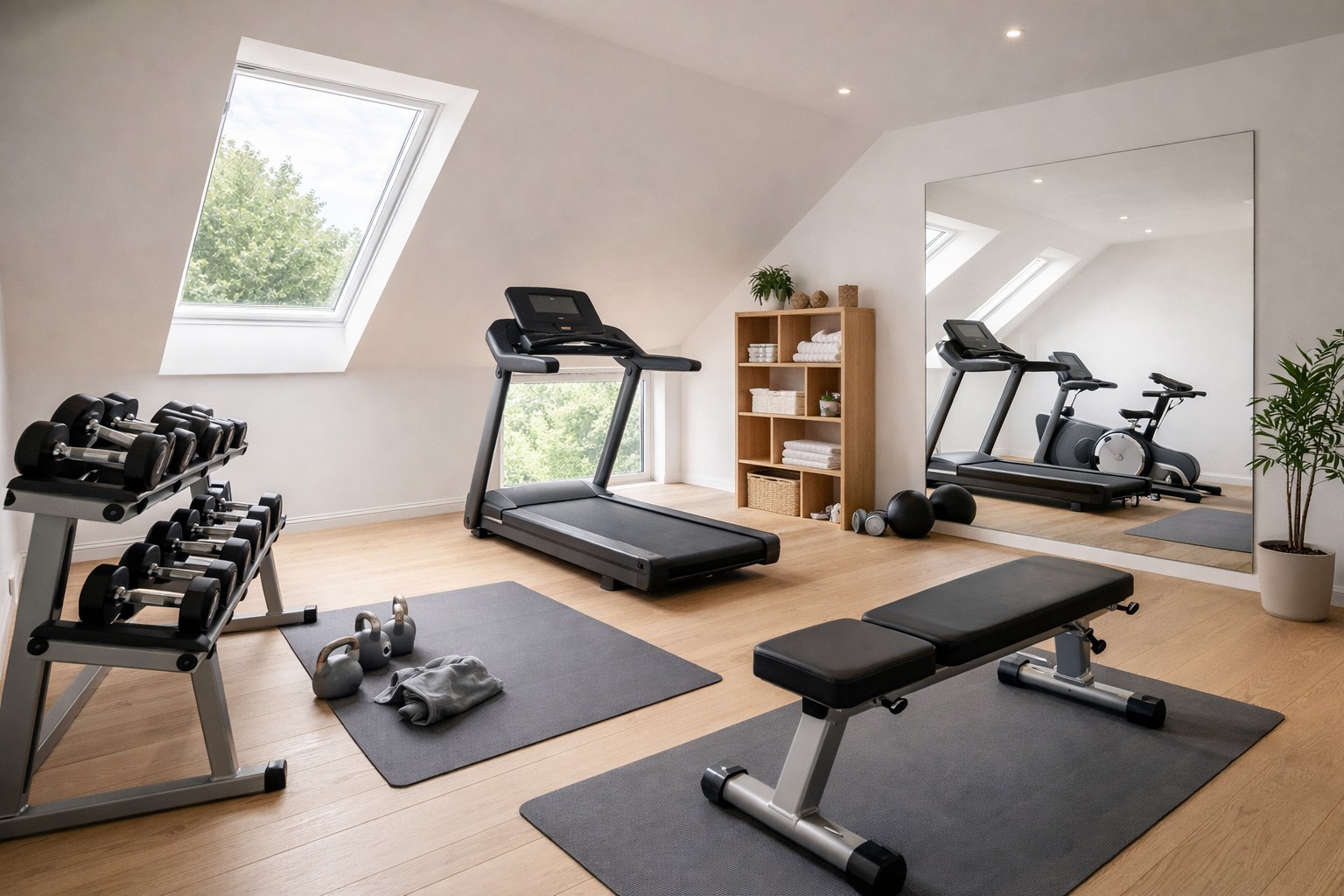 Ein Fitnessraum im Dachgeschoss zählt zur Ausnützung